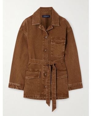 Veronica Beard Ramone Jacke Aus Baumwoll-Twill Mit Fischgratmuster Und Bindegürtel - Braun