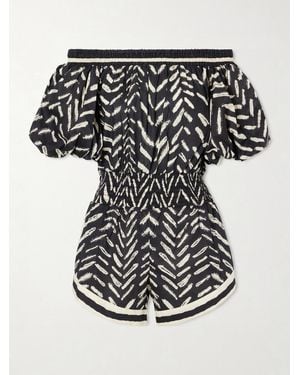 Johanna Ortiz Water Hymn Printed Cotton-Poplin Playsuit - Black