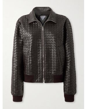 Bottega Veneta Intrecciato Leather Bomber Jacket - Black