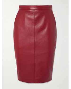 Saint Laurent Leather Skirt - Red