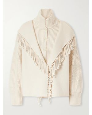 FRAME Fringed Wool Cardigan - Natural