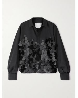 Sacai Hemd Aus Wolle Mit Pailletten - Schwarz