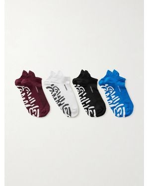 Comme Si Pilates Set Of Four Stretch-Knit Socks - Blue