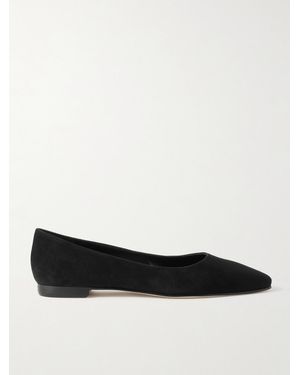 Manolo Blahnik Gelista Suede Ballet Flats - White