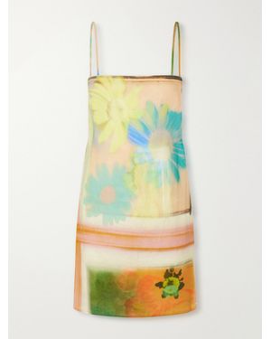 STAUD Laura Printed Linen Mini Dress - Multicolor
