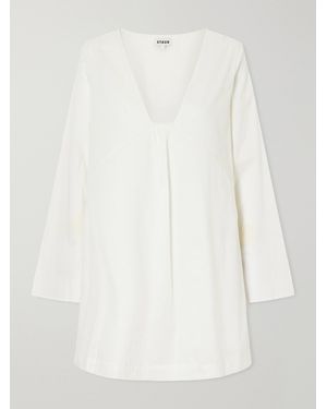 STAUD Vivi Panelled Cotton Dress - White