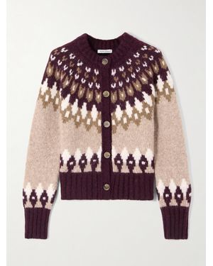 Veronica Beard Christina Fair Isle Alpaca-Blend Cardigan - Brown