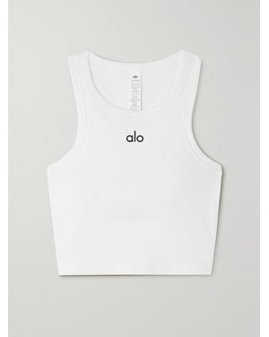 Alo Yoga Aspire Cropped Ribbed Cotton-Blend Jersey Tank - Gray