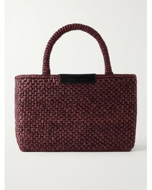 Proenza Schouler East West Chelsea Leather-Trimmed Raffia Tote - Red