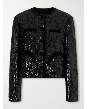 Blazé Milano Shamo Velvet-Trimmed Sequined Jacket - Black