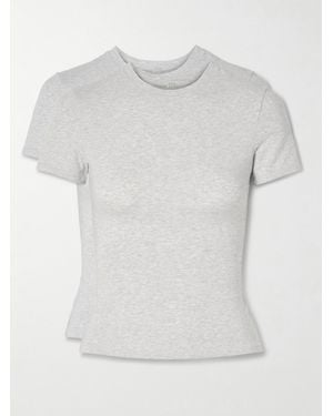 Skims Cotton Jersey Bundle 2 Pack T-Shirt – Light Heather – Set Aus Zwei T-Shirts Aus Stretch-Baumwoll-Jersey - Weiß