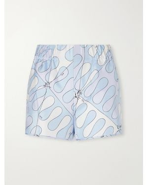 PUCCI Printed Silk-Twill Shorts - Blue