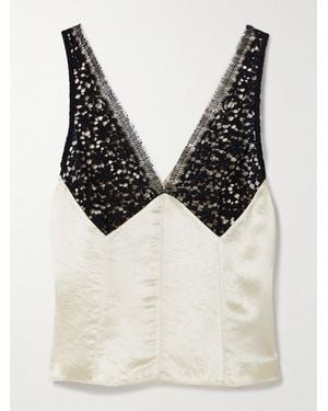 Maria McManus Satin-Twill And Corded Lace Camisole - Black