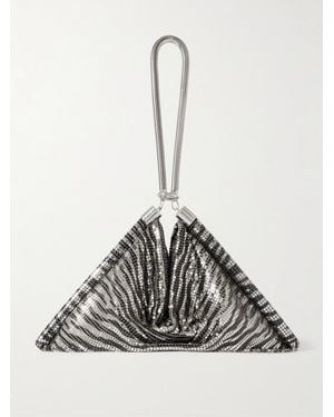 Rabanne Pixel Zebra-Print Chainmail Tote - White