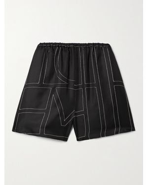 TOTEME Shorts Aus Seiden-Twill Mit Stickereien - Schwarz