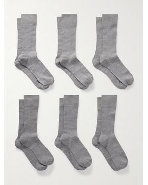 CDLP Set Aus Sechs Paar Socken Aus Einer Gerippten Baumwollmischung - Weiß