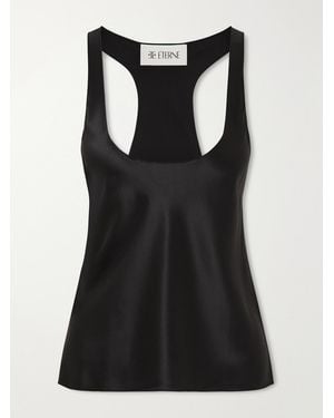 ÉTERNE Hedi Silk-Blend Satin Tank - Black