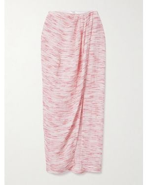 Lisa Marie Fernandez Pleated Striped Linen-Blend Gauze Pareo - Pink