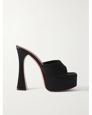 AMINA MUADDI Dalida Satin Platform Mules - Black