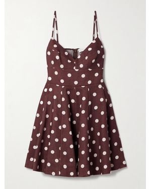 Zimmermann Acacia Polka-Dot Linen Mini Dress - Red