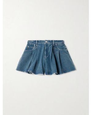 Sea Stasia Pleated Denim Shorts - Blue