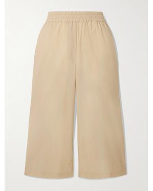 Loewe Paula's Ibiza Appliquéd Crinkled Cotton-Blend Wide-Leg Trousers - Natural