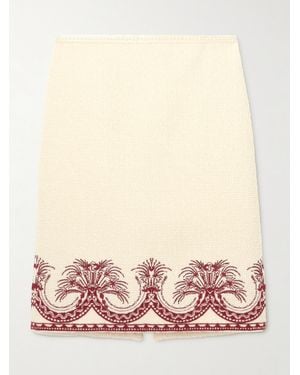 Etro Embroidered Wool-Tweed Skirt - Natural