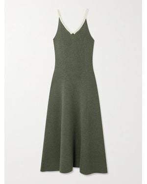 Loewe Ribbed Wool Midi Dress - Green