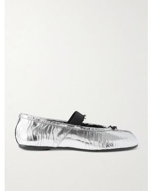 Maison Margiela Tabi Ballerinas Mit Geteilter Kappe Aus Craquelé-Leder - Weiß