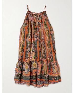 Isabel Marant Milnea Tiered Printed Silk-Voile Mini Dress - Brown