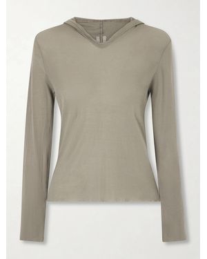 Rick Owens Cropped Cotton-Jersey Hooded T-Shirt - Grey
