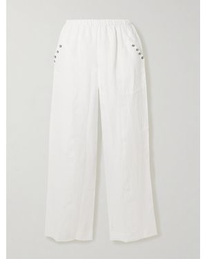 Deiji Studios Washed-Linen Wide-Leg Trousers - White