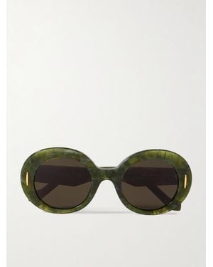 Loewe Sonnenbrille Mit Rundem Rahmen Aus Marmoriertem Azetat - Grün