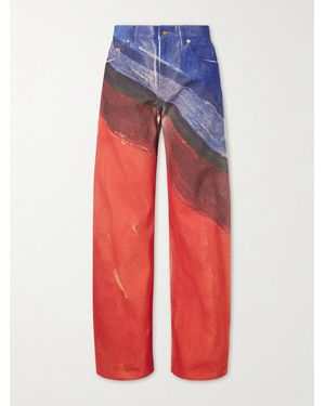 Gabriela Hearst Amoret Printed High-Rise Barrel-Leg Recycled Jeans - Red