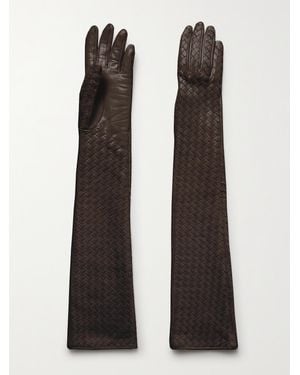 Bottega Veneta Intrecciato Leather Gloves - Black