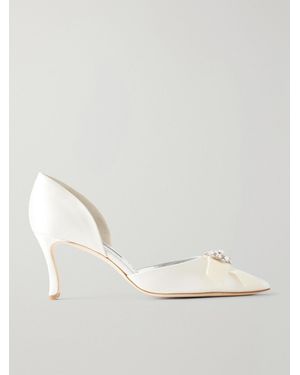 Manolo Blahnik Apidosa 70 Embellished Satin Court Shoes - Natural