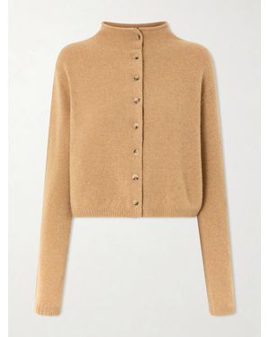 KHAITE Annora Wool And Cashmere-Blend Turtleneck Cardigan - Natural