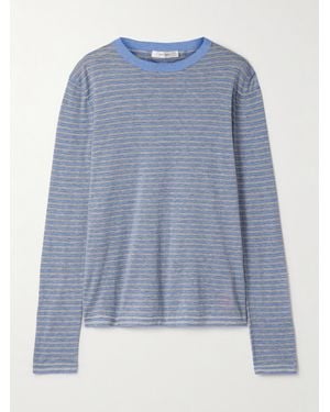 The Row Juhi Striped Cotton And Cashmere-Blend Jersey T-Shirt - Blue