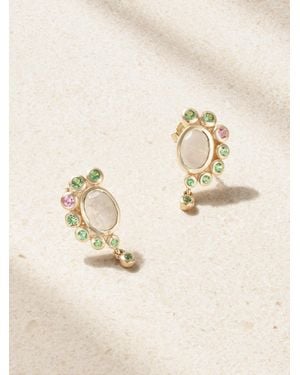 Pascale Monvoisin Jasmine 9-Karat, Moonstone And Tsavorite Earrings - Natural