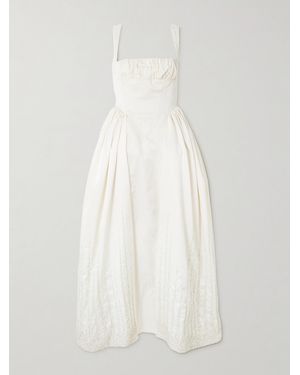 Clio Peppiatt Sunbeam Panelled Embellished Taffeta Gown - White
