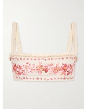 Agua Bendita Lavanda Cauca Floral-Print Cotton And Silk-Blend Pareo - Pink