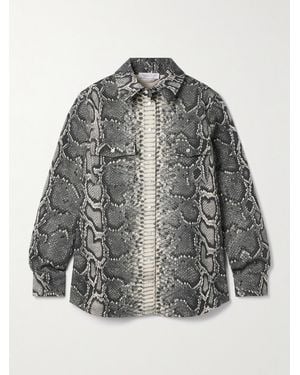 Gabriela Hearst John Austin Snake-Print Recycled Denim Shirt - Grey