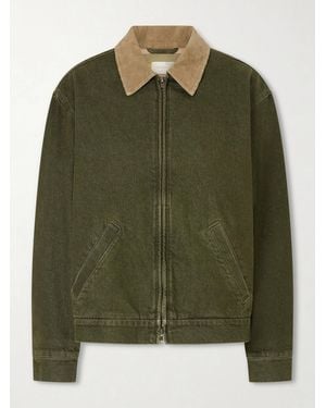 Aimé Leon Dore Corduroy-Trimmed Denim Jacket - Green