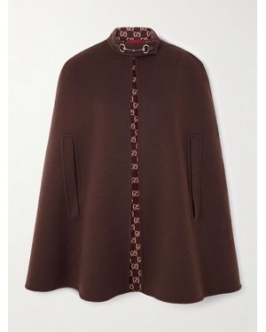 Gucci Cape Aus Einer Woll-Seidenmischung Mit Verzierung - Braun