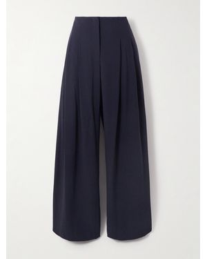 Twp Carries Pleated Wool-Crepe Wide-Leg Trousers - Blue