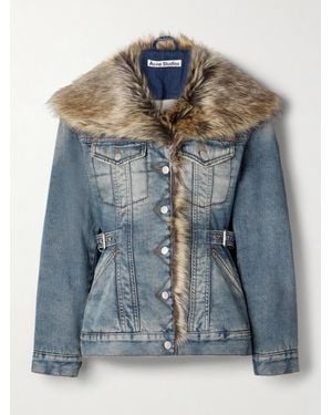 Acne Studios Faux Fur-Trimmed Denim Jacket - Blue
