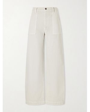 FRAME The Bow Cargo High-Rise Straight-Leg Cotton Trousers - White