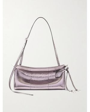 Alaïa Le Click E/W Small Metallic Snakeskin Shoulder Bag - Pink