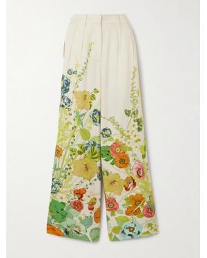 ALÉMAIS Constance Floral-Print Tencel-Twill Wide-Leg Pants - White