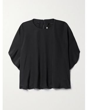 FFORME Kaia Draped Cape-Effect Silk-Crepe Top - Black